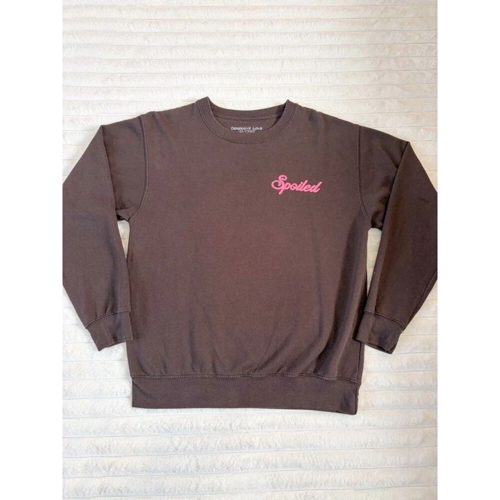 Obsessive Love Spoiled Pink Brown Cozy Fall Sweatshirt Women’s Size M